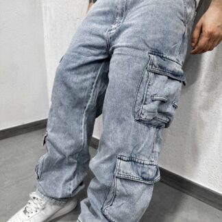 jeans 100% cotone denim cargo