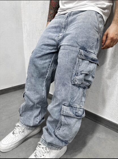 jeans 100% cotone denim cargo