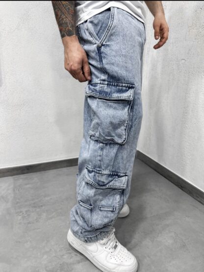 jeans 100% cotone denim cargo - immagine 2