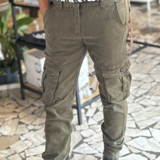 Pantalone cargo skinny verde