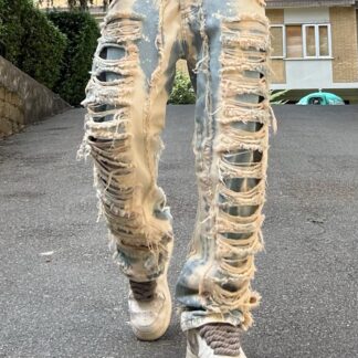 Jeans Ripped con Strappi Bicolor