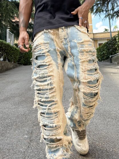Jeans Ripped con Strappi Bicolor - immagine 3