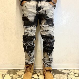 Jeans Skinny Vanished Nero e Grigio con Strappi