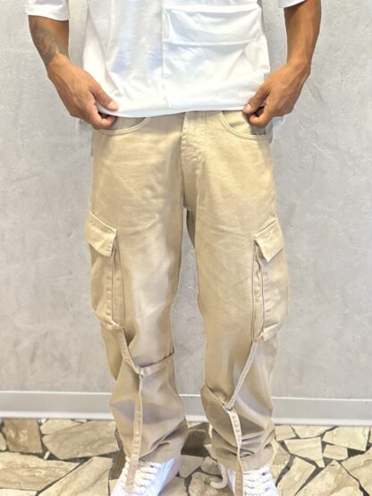 Pantalone Cargo con Lacci Beige - immagine 3