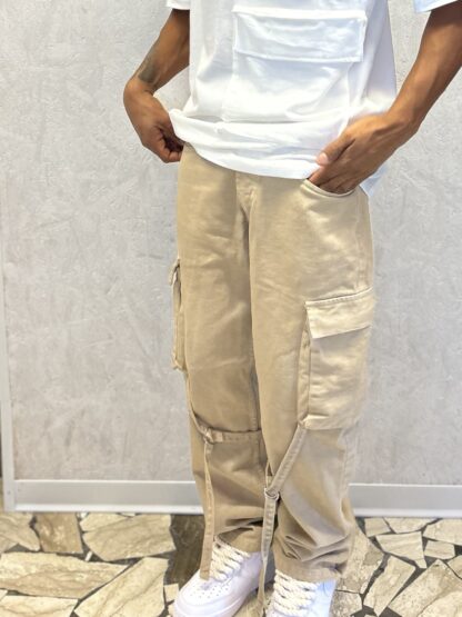 Pantalone Cargo con Lacci Beige - immagine 4