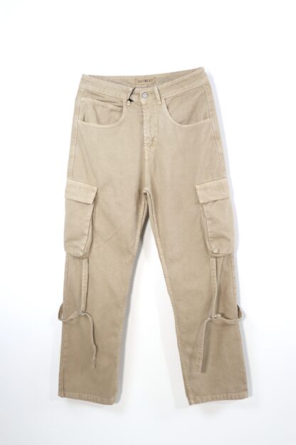 Pantalone Cargo con Lacci Beige