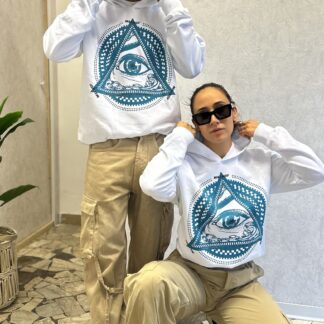 Felpa con cappuccio Illuminati Bianca