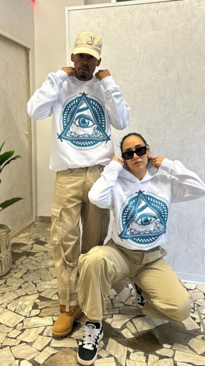 Felpa con cappuccio Illuminati Bianca