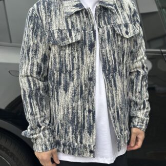 Jacket Pixel Blu con pelliccia