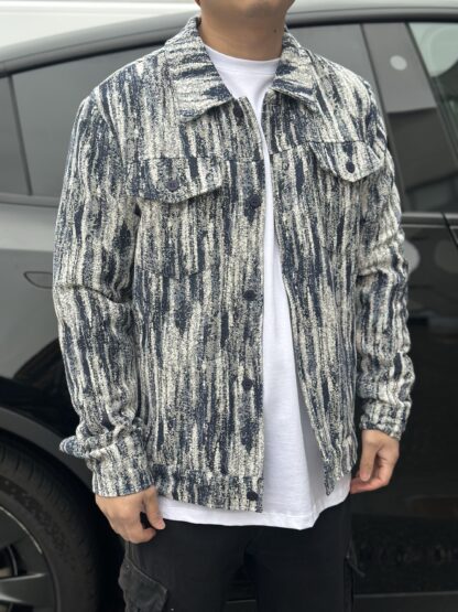 Jacket Pixel Blu con pelliccia